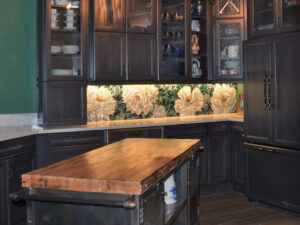 peony flower mosaic backsplash
