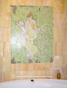 bathroom mural, roman mosaic