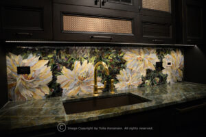peony backsplash mosaic for kitchen